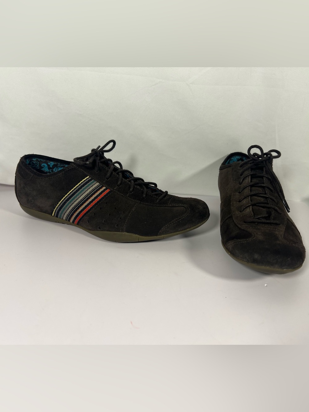 7910: PS Paul Smith Stripe Suede Sneakers Brown Men’s US 7 EU 40